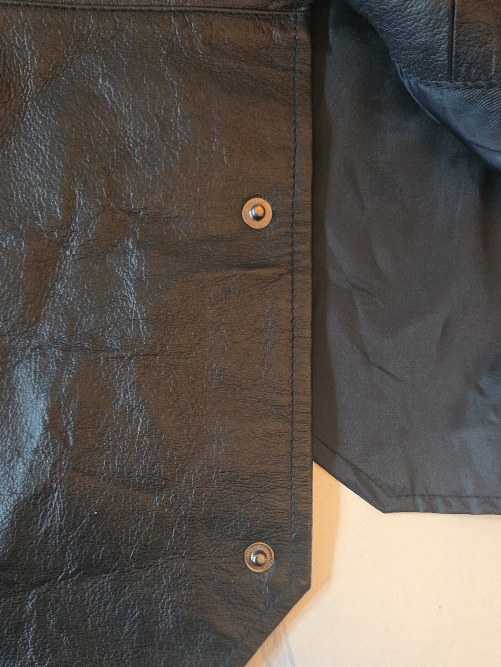 Vintage KS Genuine Black Leather Snap-Front Vest 2XL Halloween Costume - Picture 3 of 6